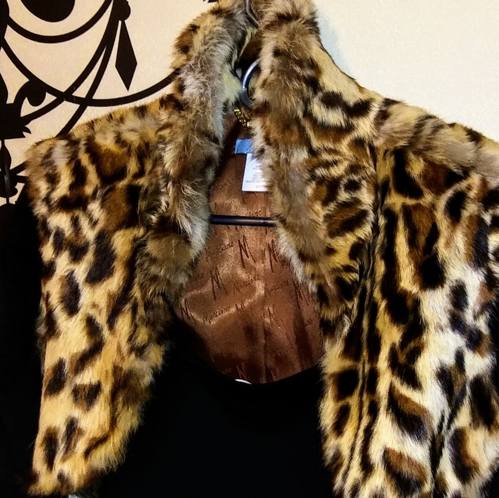 Marciano Leopard print fur shrug